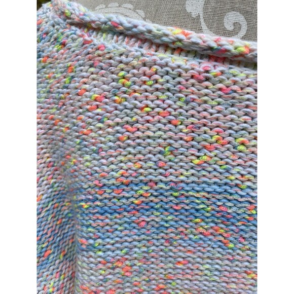 By Anthropologie Palm Tree Neon Speckle Sweater XS Coastal Boho Beach Knit Relax - Picture 16 of 16